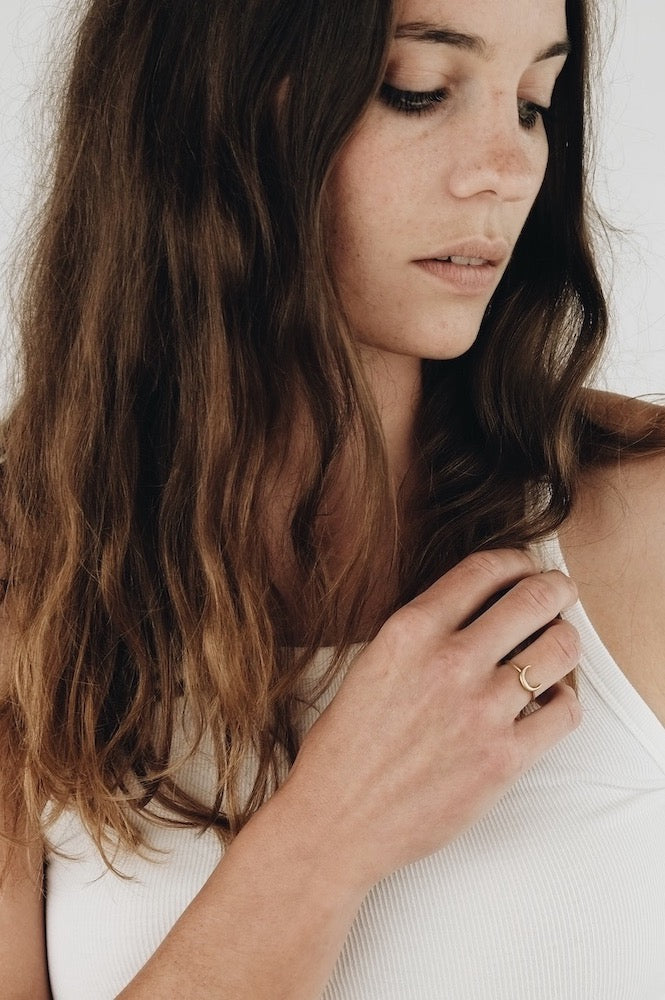 BRASSCAKE Half moon ring