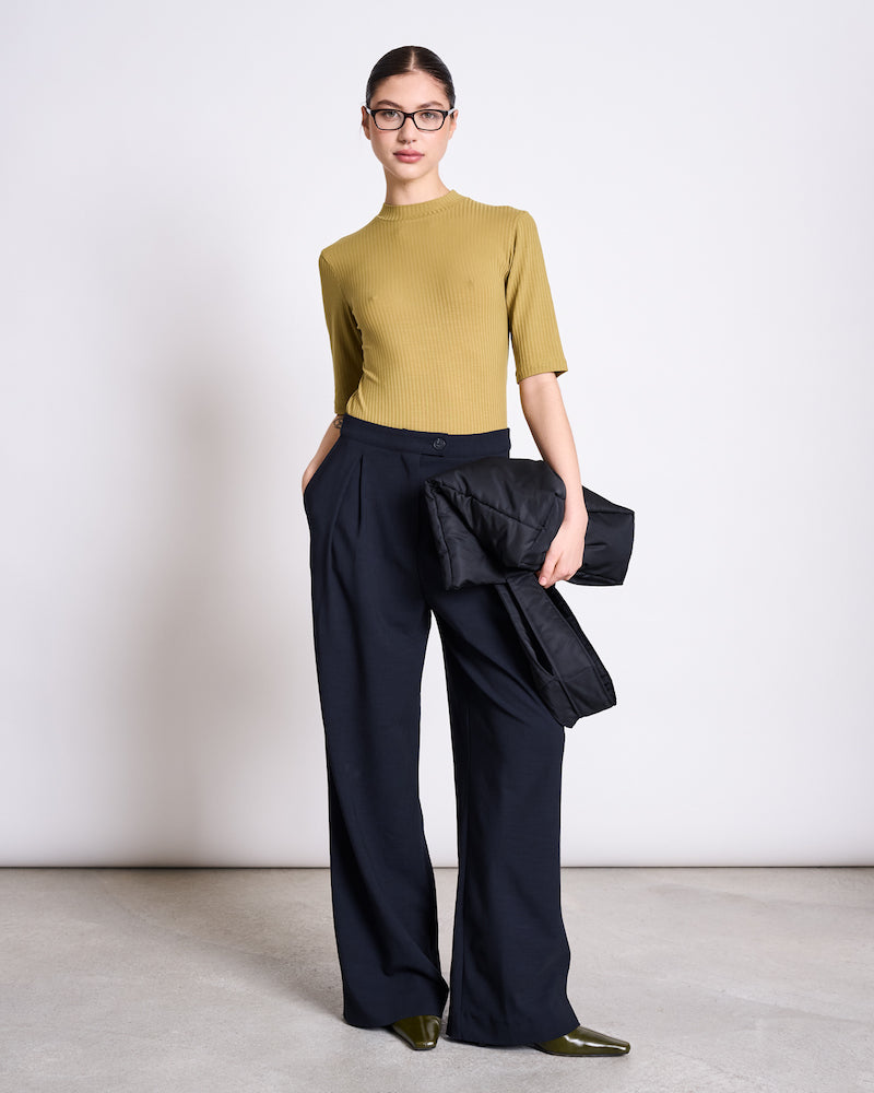 JAN 'N JUNE Nina rib t-shirt wood olive women