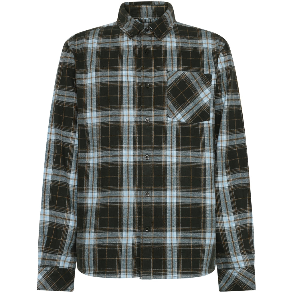 KCA 1090149 Organic cotton checked flannel shirt 7023 green check men