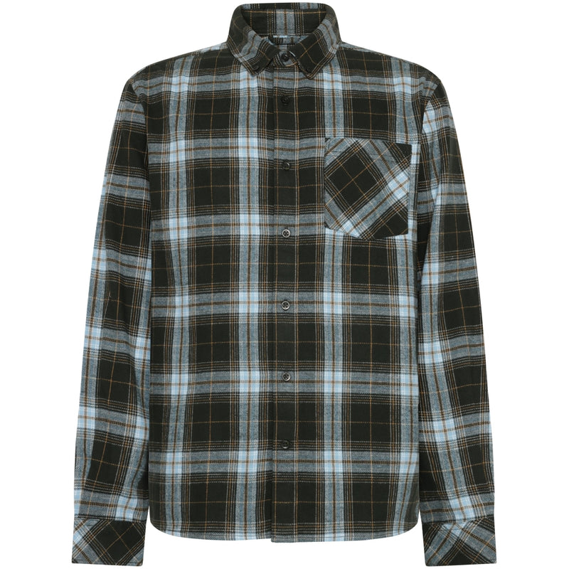 KCA 1090149 Organic cotton checked flannel shirt 7023 green check men