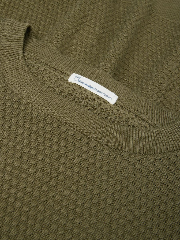 KCA 1080067 Vagn bubble knit crew neck jumper 1068 burned olive men