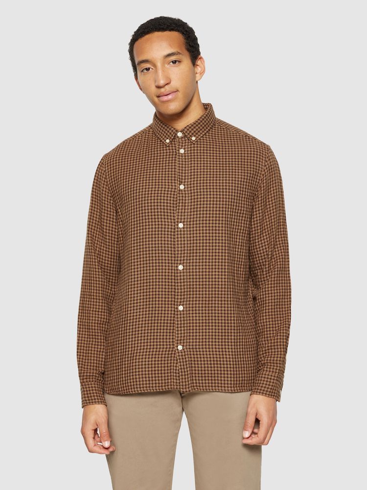 KCA 1090054 Regular fit double layer checkered shirt 7026 brown check men