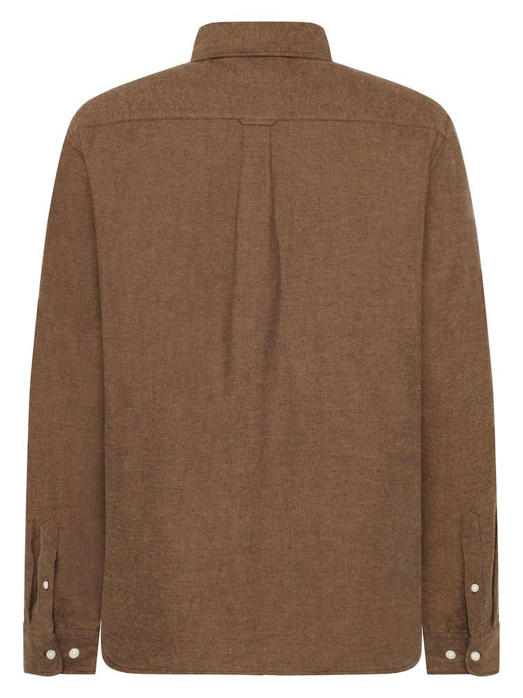 KCA 1090153 Organic cotton fishbone flannel shirt 1487 chocolate torte men