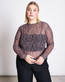 JAN 'N JUNE Dora mesh longsleeve top leo print women