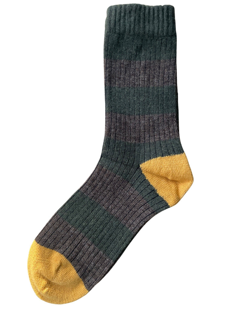 KLUE Merino wool socks striped khaki unisex