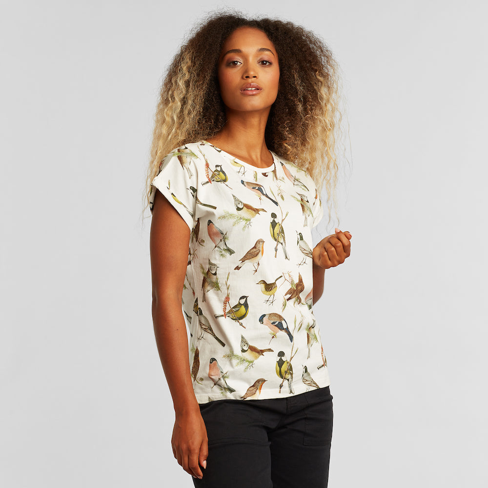 DEDICATED Visby autumn birds t-shirt off white women