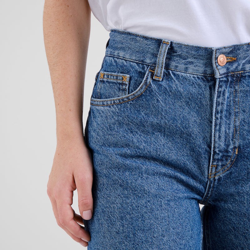 DEDICATED Berlin flare denim pants mid blue women