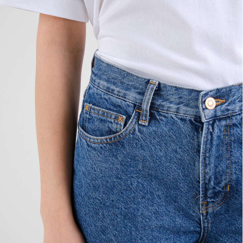 DEDICATED Essen straight denim pants mid blue women