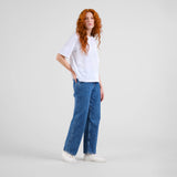 DEDICATED Essen straight denim pants mid blue women