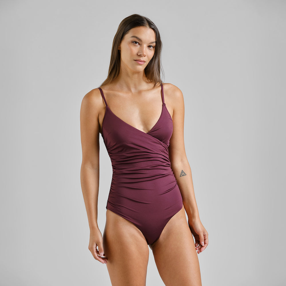 DEDICATED Klinte wrap swimsuit burgundy women