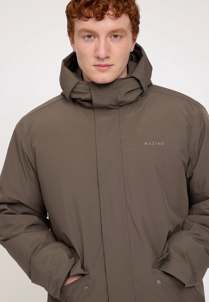 MAZINE Padded parka olive brown men