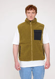 MAZINE Padded sherpa vest dried olive black men
