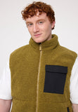 MAZINE Padded sherpa vest dried olive black men