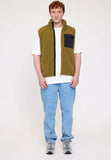 MAZINE Padded sherpa vest dried olive black men