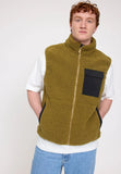 MAZINE Padded sherpa vest dried olive black men