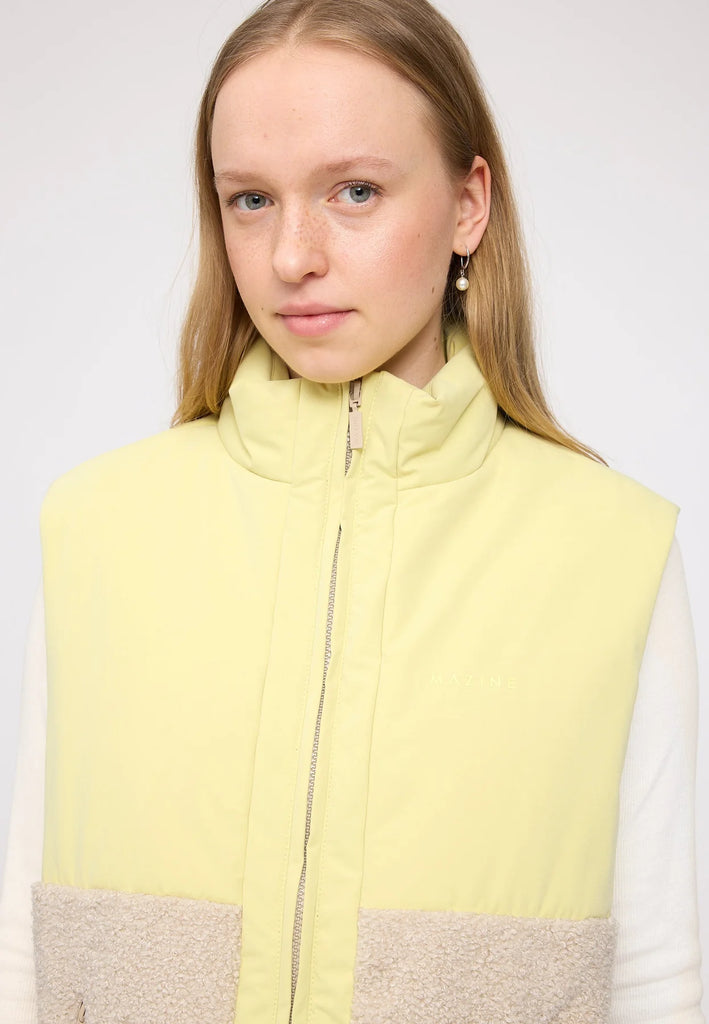 MAZINE Fabric blocking vest fennel green natural women