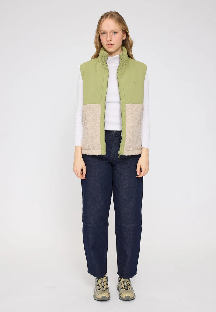 MAZINE Fabric blocking vest matcha natural women