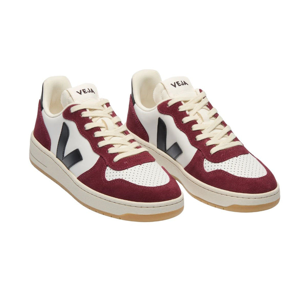 VEJA V-10 leather white black amarante women