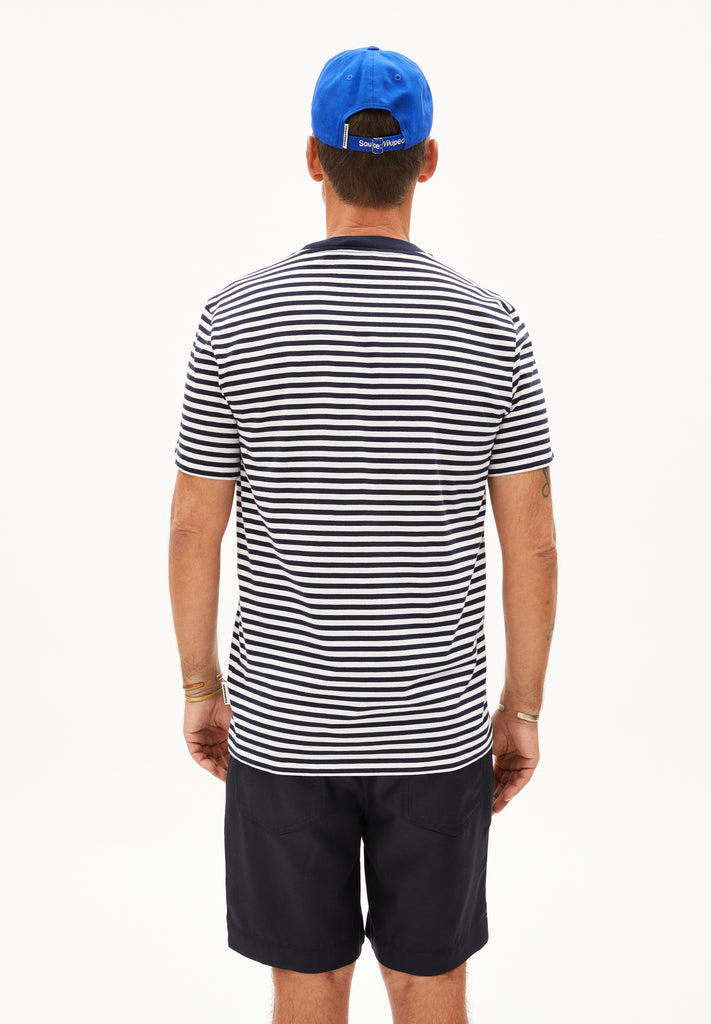 ARMEDANGELS Maarkos stripes t-shirt night sky white men