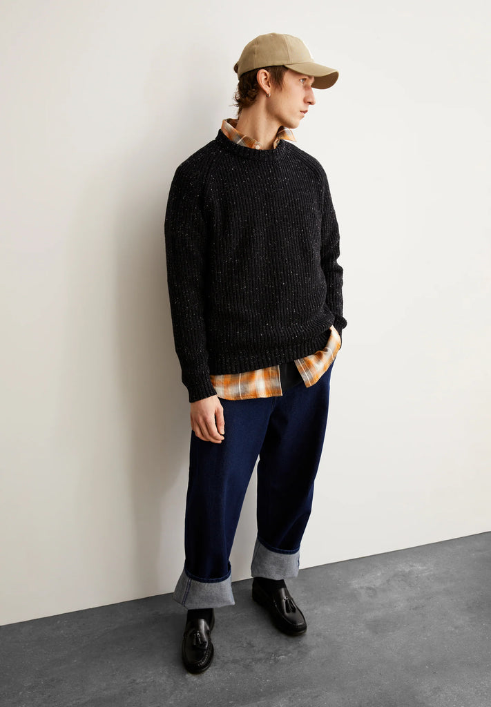 ARMEDANGELS Kiaano tweed jumper black oatmilk tweed men
