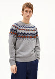ARMEDANGELS Kaalla fair isle jumper silver melange dusty orange men