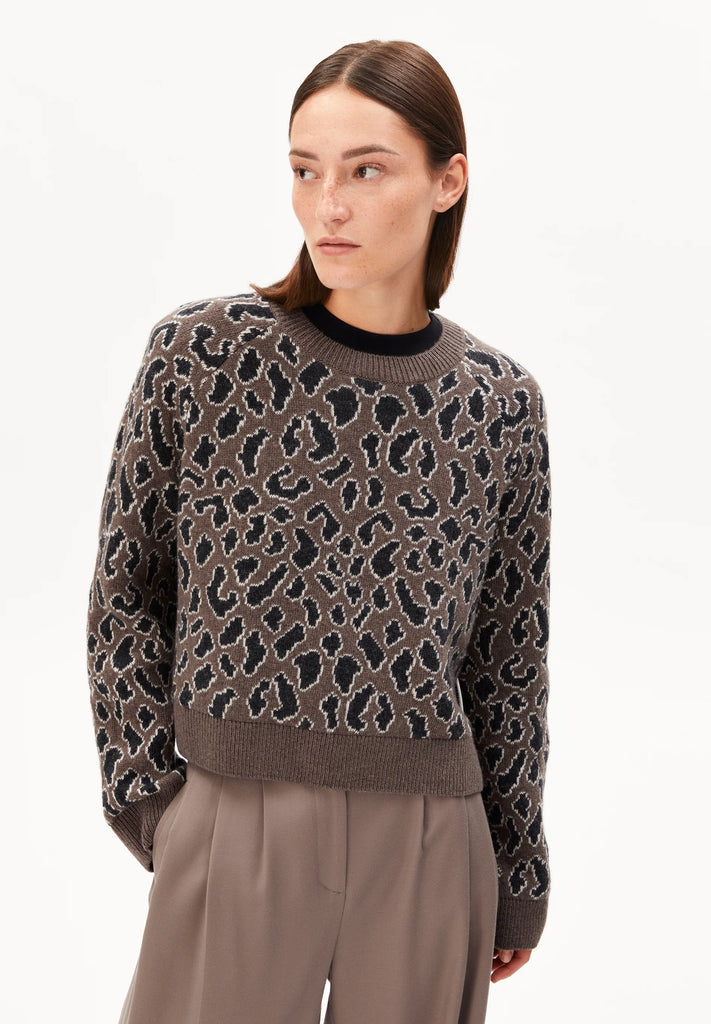 ARMEDANGELS Diliriaa leopaa jumper walnut cream women