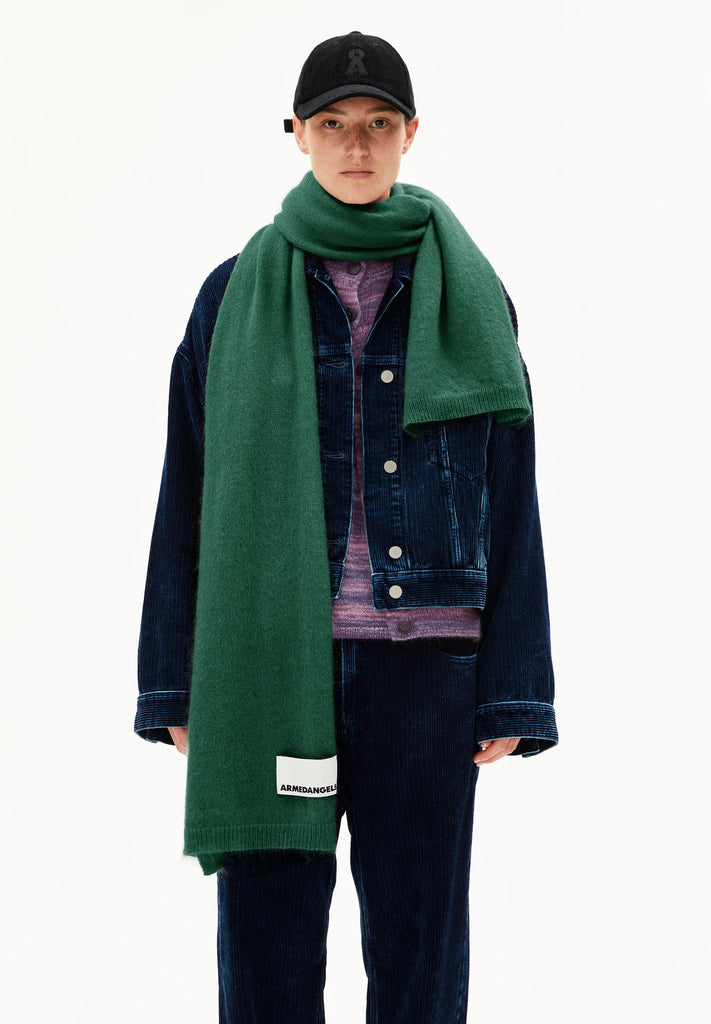 ARMEDANGELS Yukinaa solid scarf emerald green unisex