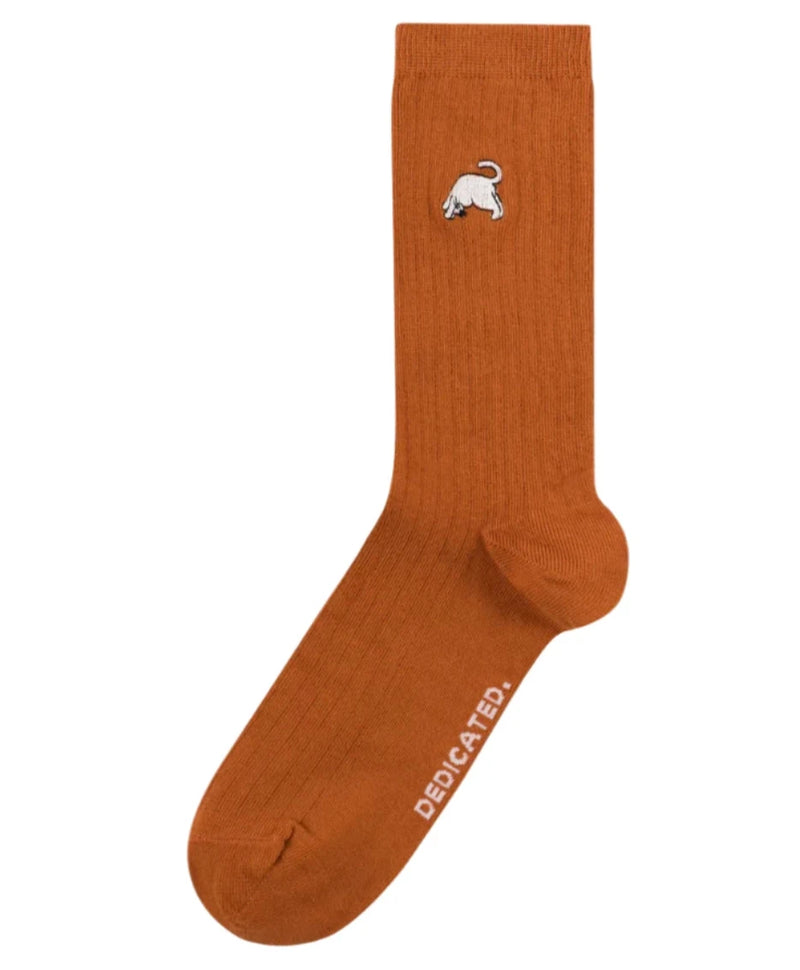DEDICATED Knivsta rib socks dog pose cinnamon orange women
