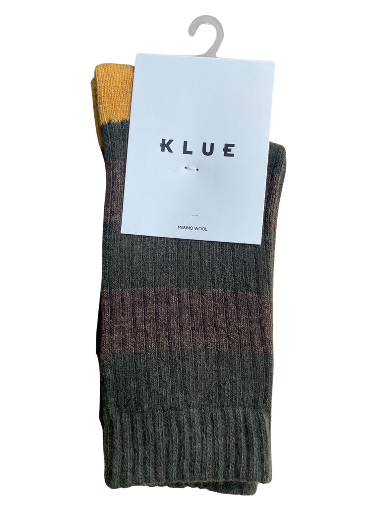 KLUE Merino wool socks striped khaki unisex