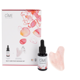 CÎME Self care massage set: wild rose serum & rose quartz gua sha