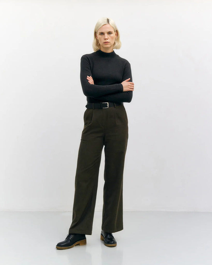 ROTHOLZ Heavy ribbed longsleeve top true black women