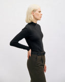 ROTHOLZ Heavy ribbed longsleeve top true black women