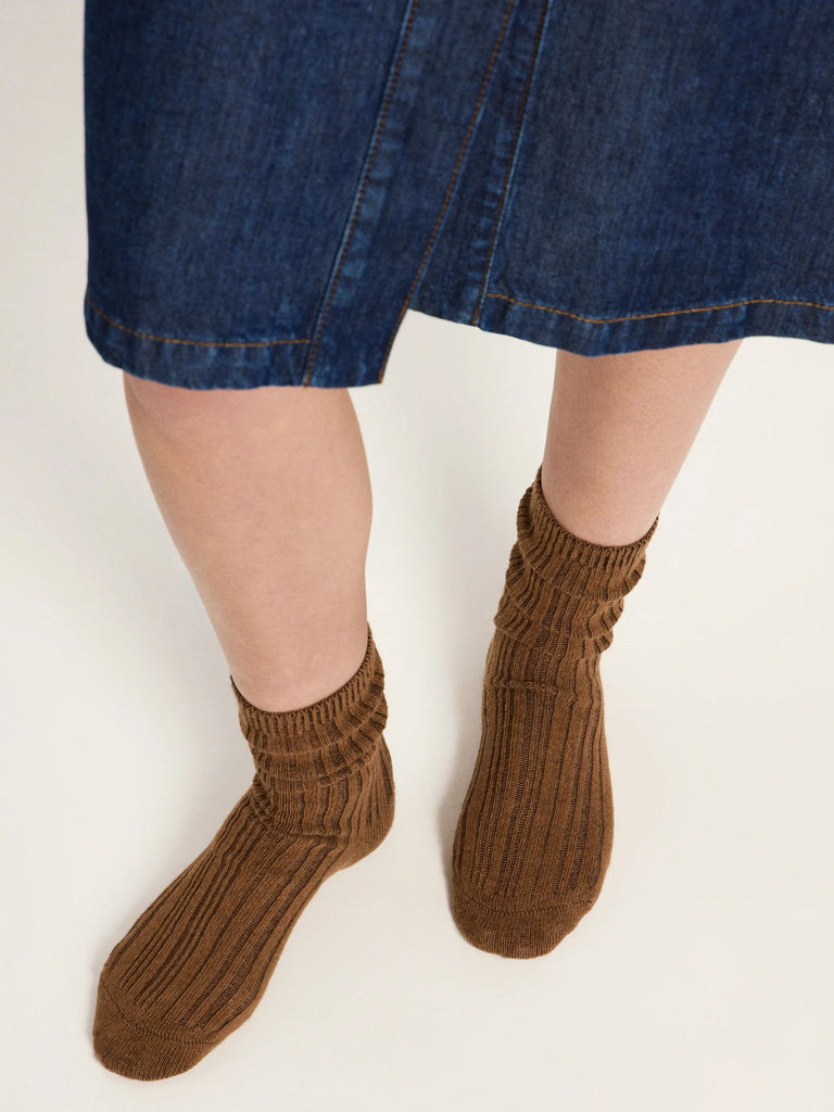 LANIUS 13761 Rib-knit socks 281 brown women