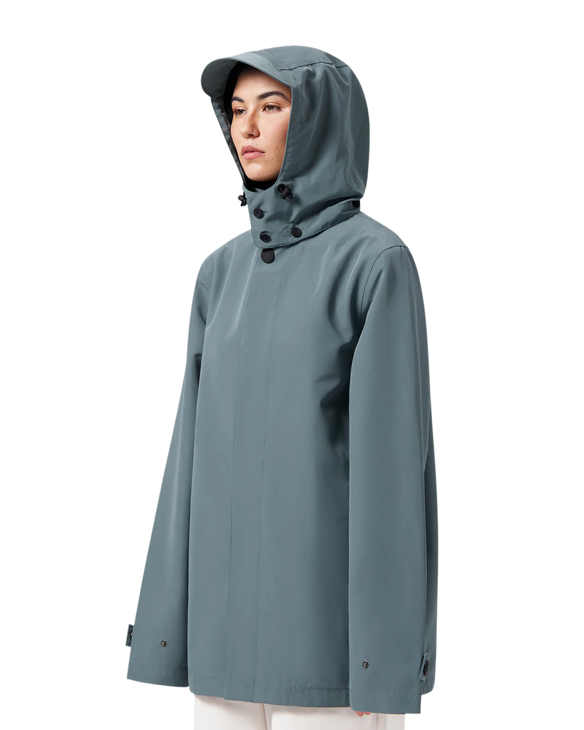 MAIUM Mac short raincoat blue grey unisex
