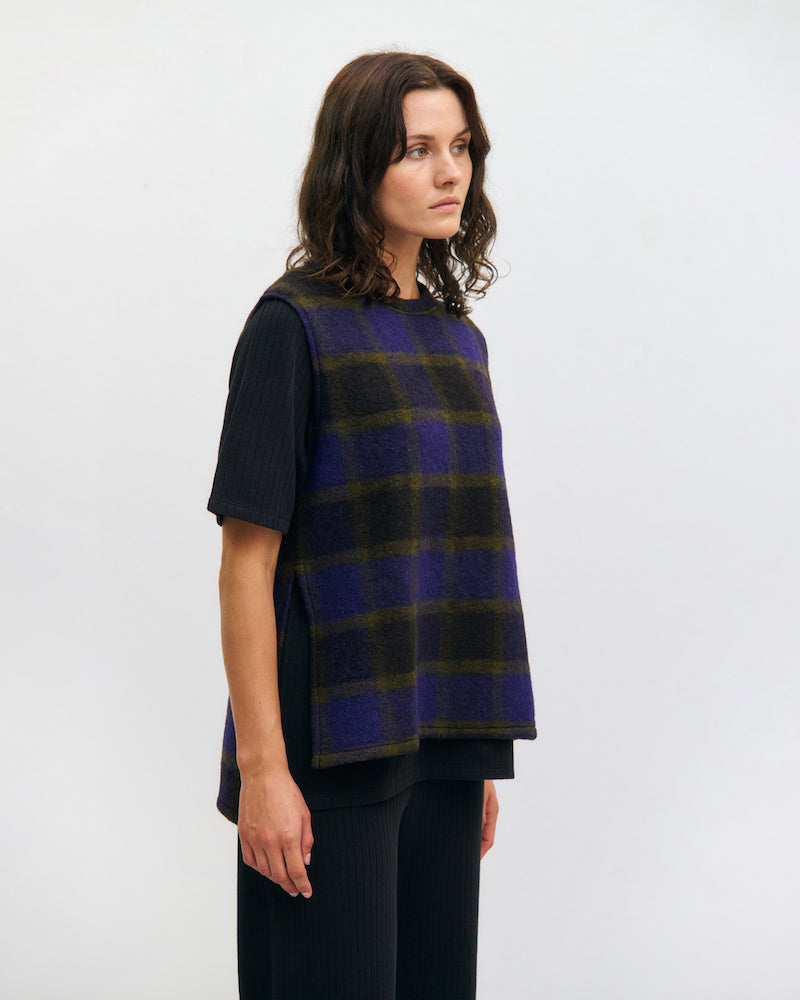 ROTHOLZ Oversized vest purple checked women
