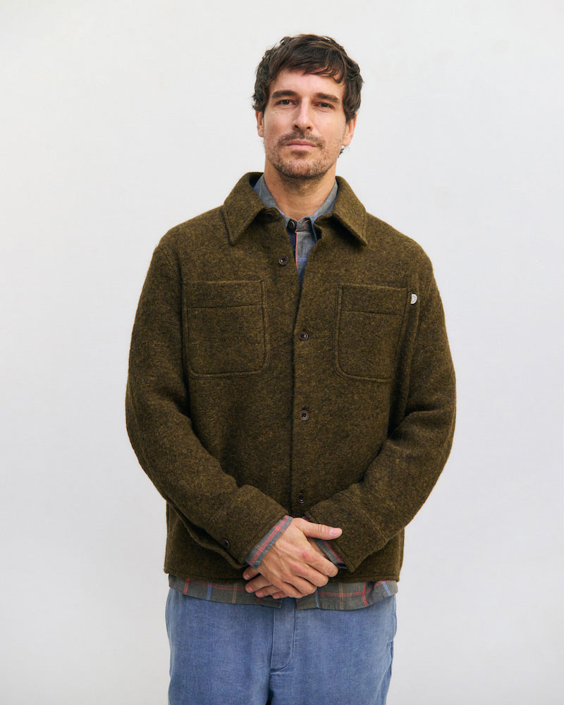 ROTHOLZ Relaxed overshirt forest green men