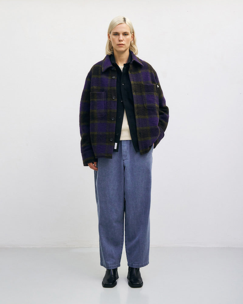 ROTHOLZ Relaxed overshirt purple checked women