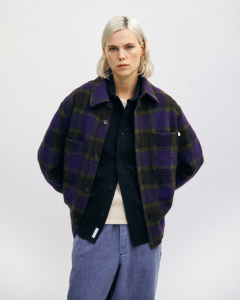 ROTHOLZ Relaxed overshirt purple checked women