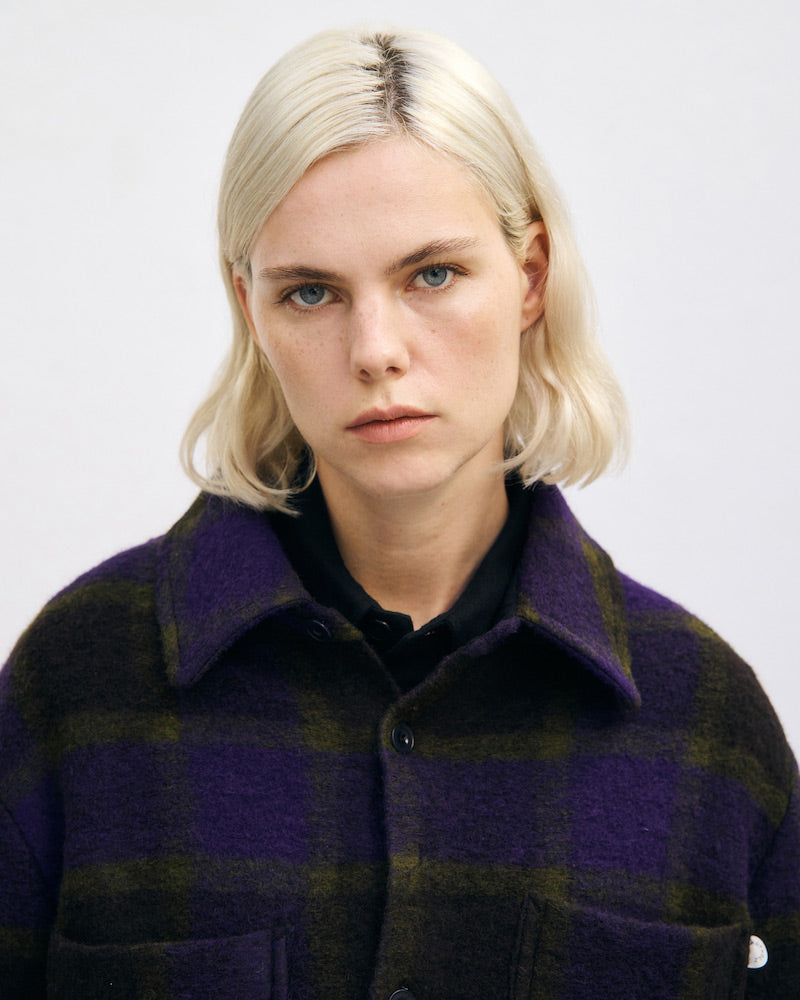 ROTHOLZ Relaxed overshirt purple checked women