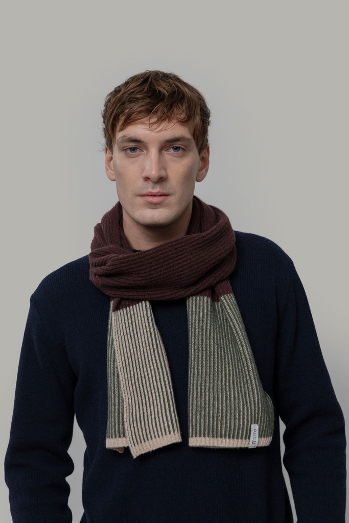 RIFO Teresa scarf brown oliva unisex