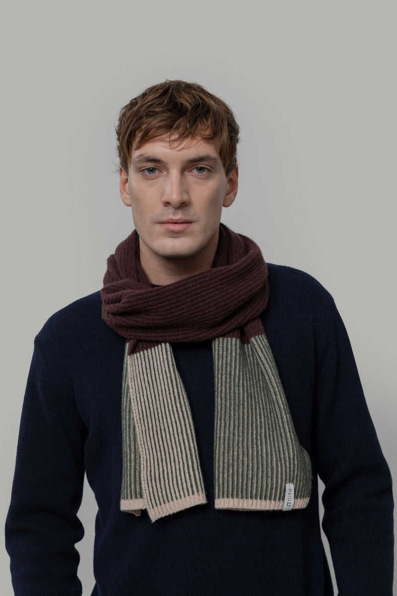RIFO Teresa scarf brown oliva unisex