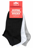 MELAWEAR 3 pack sneaker socks black white grey blend unisex