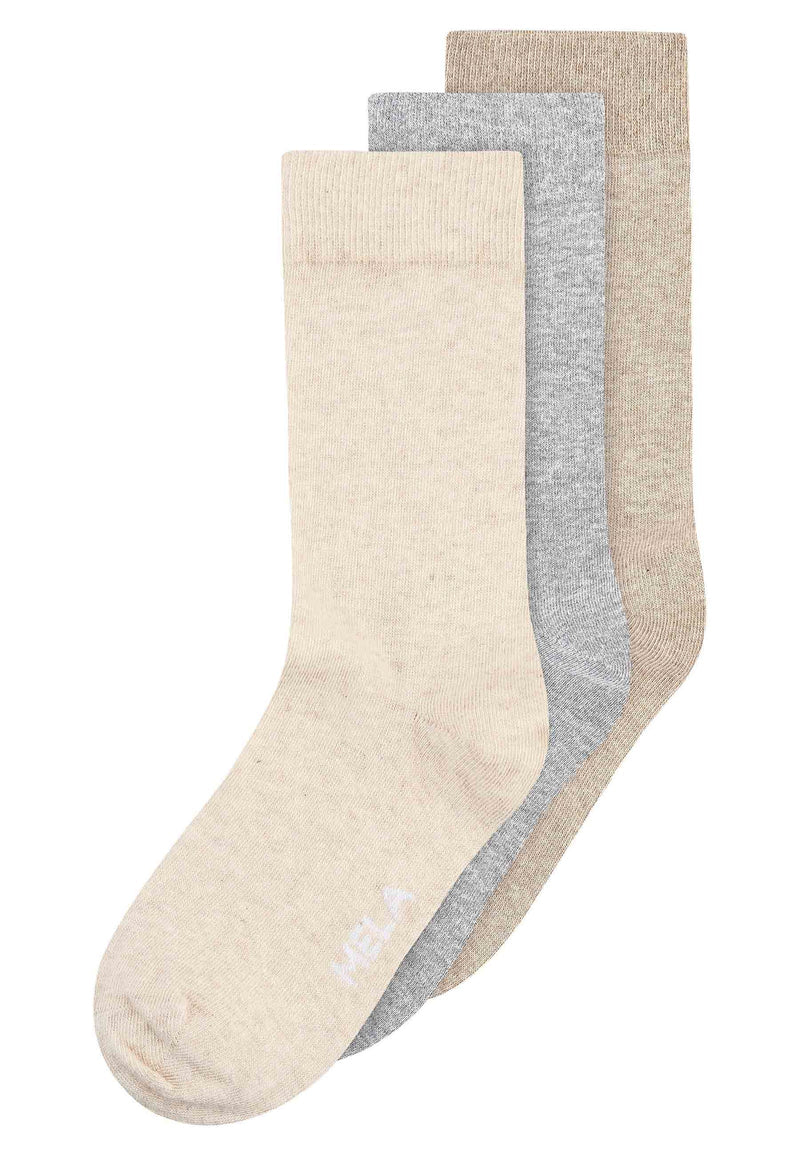 MELAWEAR 3 pack basic socks cream grey birch unisex