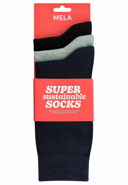 MELAWEAR 3 pack basic socks black mint navy unisex