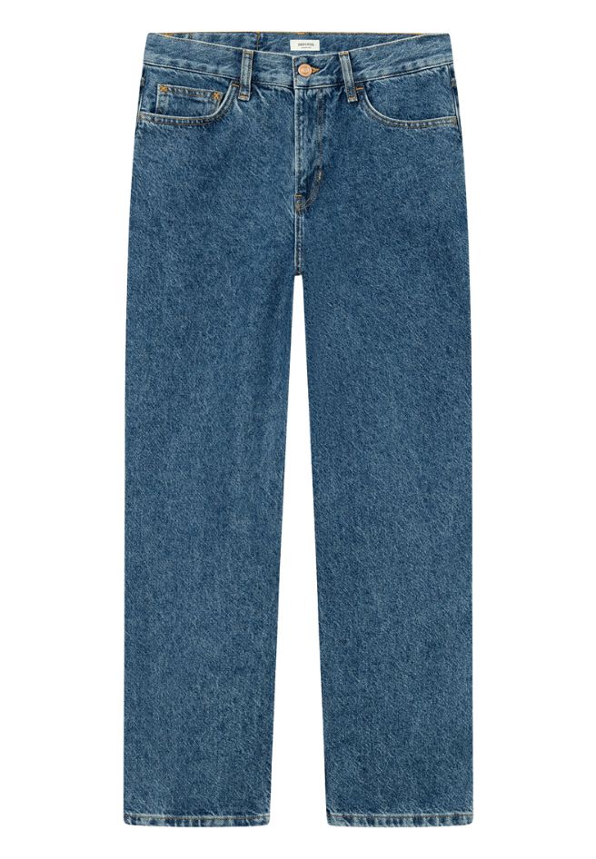 DEDICATED Essen straight denim pants mid blue women
