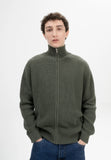 MELAWEAR Taksh rib knit zip jacket green blend men
