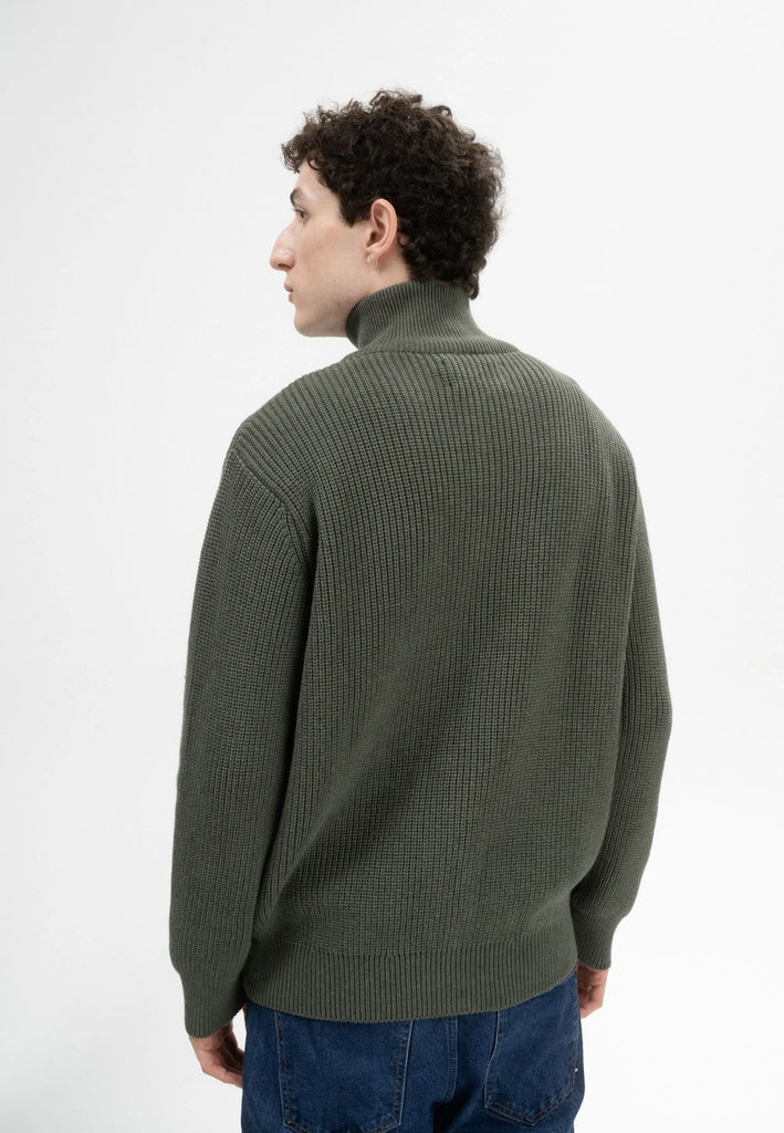 MELAWEAR Taksh rib knit zip jacket green blend men