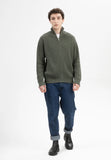 MELAWEAR Taksh rib knit zip jacket green blend men
