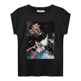DEDICATED Visby lazer cats t-shirt charcoal women
