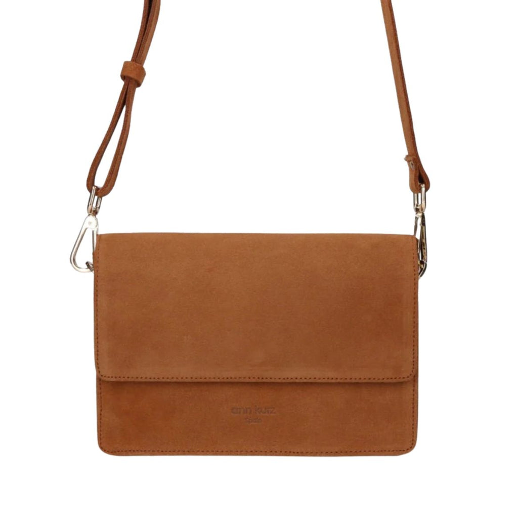 ANN KURZ Perfect square crossbody bag suede brown women